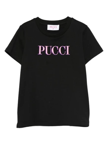 Футболка с вышитым логотипом PUCCI Junior black