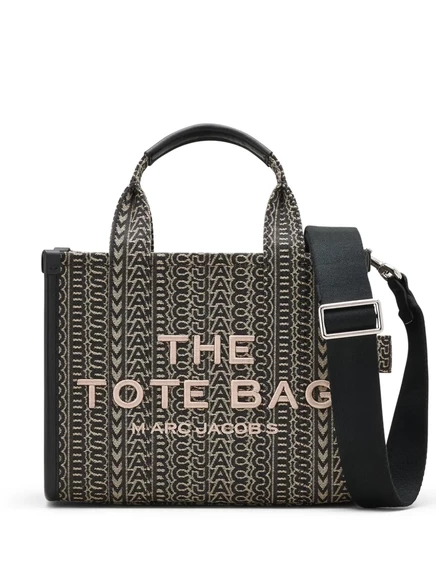 Маленькая жаккардовая сумка-тоут Marc Jacobs с монограммой black