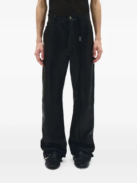 Мужские кожаные брюки Ann Demeulemeester, черные