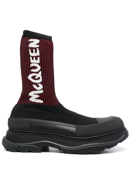 Мужские ботинки Alexander McQueen Tread Slick Sock, черно-красные