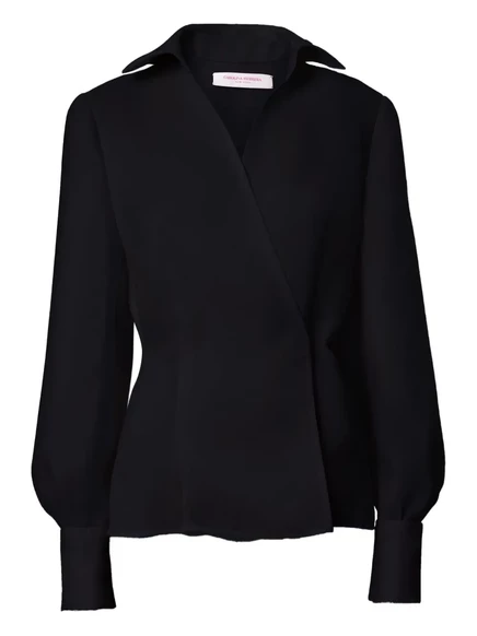 Топ с запахом и пышными рукавами Carolina Herrera black