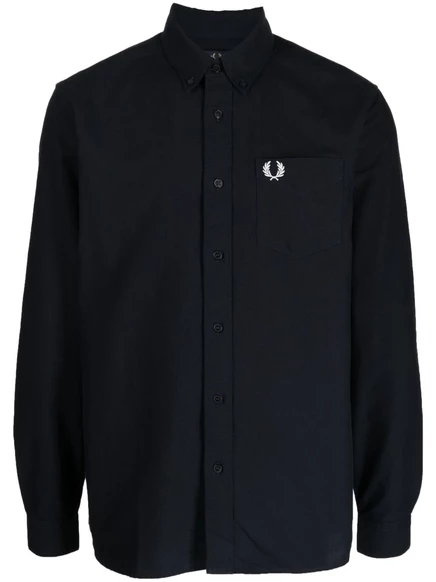 Хлопчатобумажная рубашка с вышитым логотипом Fred Perry Oxford  blue