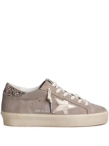 Женские кеды Golden Goose Hi Star с блёстками, серые