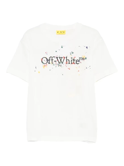 Белоснежная футболка с логотипом в виде брызг детской краски white