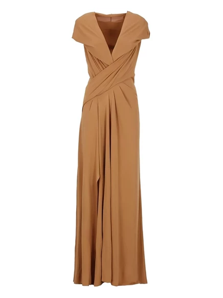 Макси-платье с драпировкой от Alberta Ferretti brown