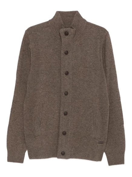 Шерстяной кардиган Barbour с высоким воротом brown