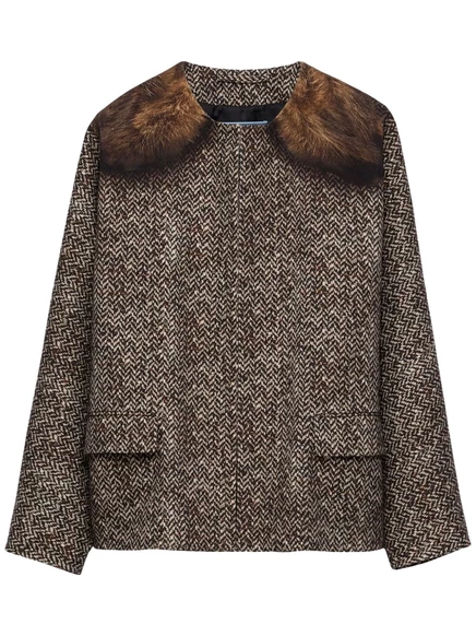 Однобортный пиджак с принтом от Prada brown