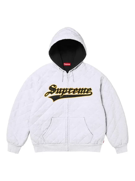 Мужская стёганая худи Supreme на молнии, серая