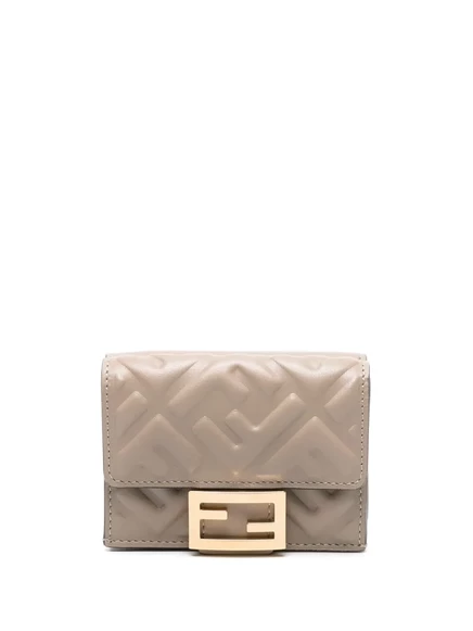 Женский кошелек Fendi micro Baguette с тиснением FF, серый
