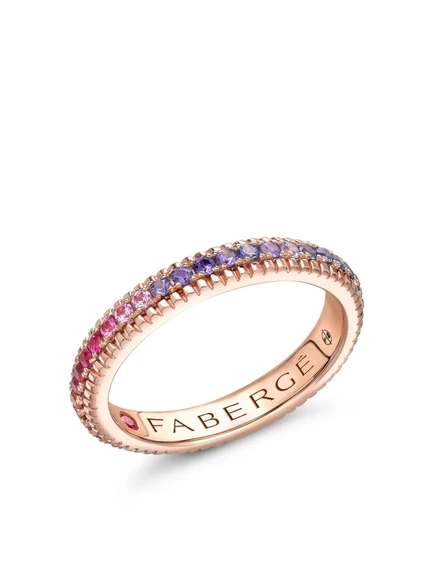 Женское кольцо Faberg 18K розовое золото, разноцветные камни