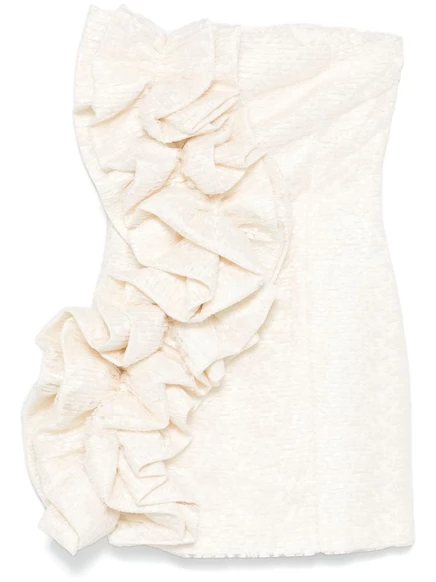 Мини-платье с кружевными оборками ROTATE BIRGER CHRISTENSEN neutrals