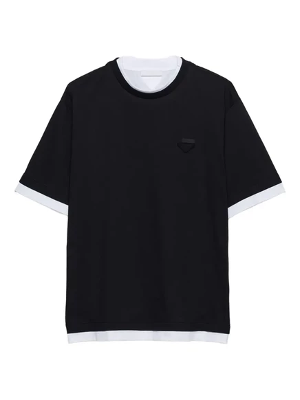 Хлопковая футболка с треугольным логотипом Prada black