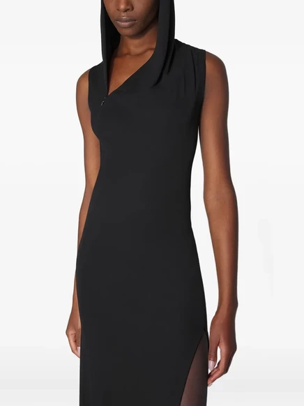Женское платье Mugler макси с капюшоном, черное