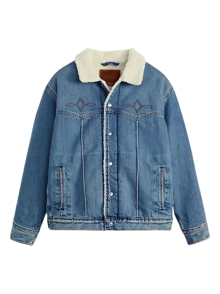 Мужская джинсовая куртка Levi's с воротником из шерпы, синяя