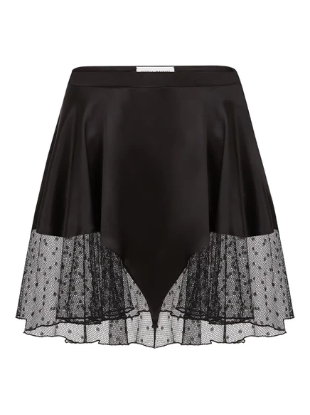 Атласная юбка с кружевной отделкой от Nina Ricci black