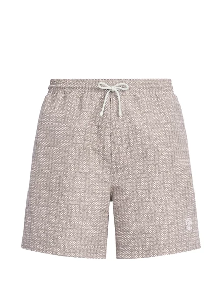 Мужские шорты Brunello Cucinelli с узором, коричневые