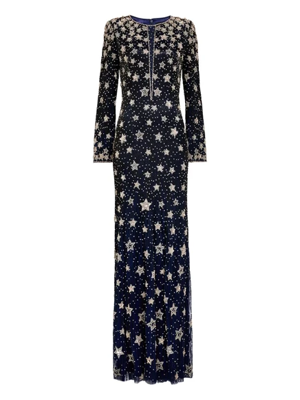 Женское платье Jenny Packham макси с пайетками, синее