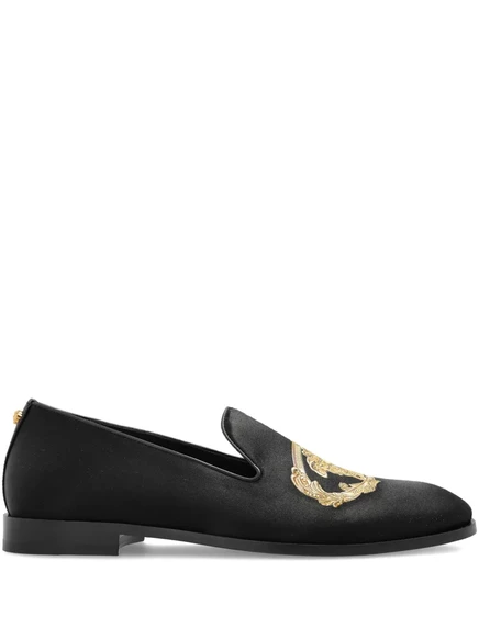 Мужские слипоны Versace Baroque с вышивкой, черные