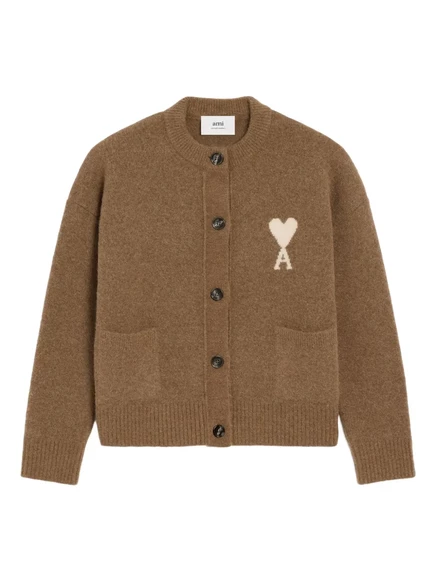 Мужской кардиган AMI Paris Ami de Coeur, коричневый