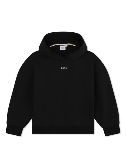Детское худи Boss Kidswear с вышитым логотипом, черное