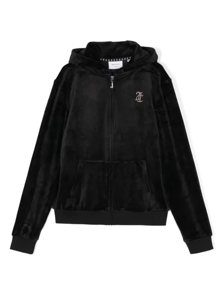 Детское худи Juicy Couture Kids с кристаллами логотипа, черное