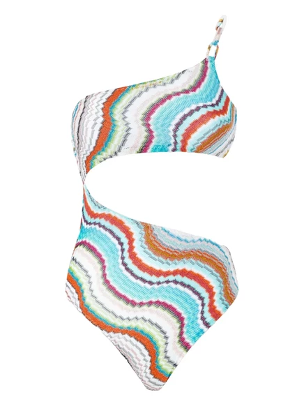 Женский слитный купальник Missoni на одно плечо, голубой