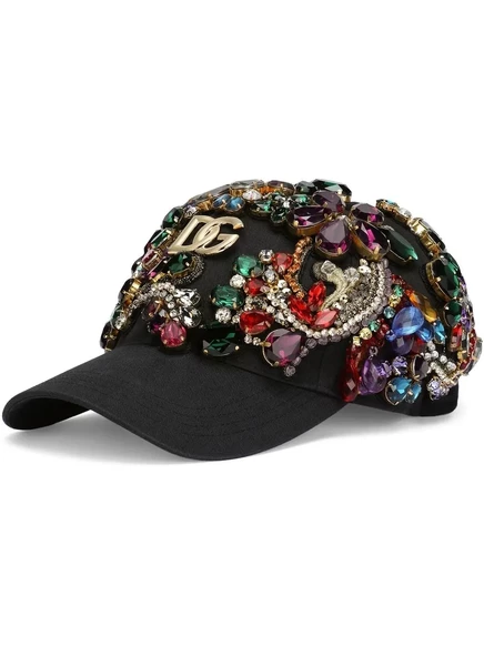 Женская бейсболка Dolce & Gabbana DG с кристаллами, черная