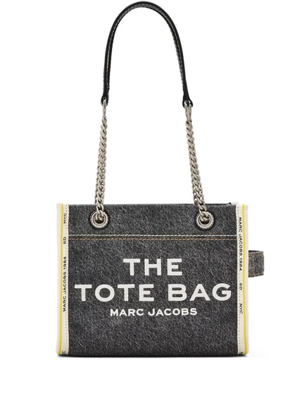 Маленькая сумка-тоут Marc Jacobs из джинсовой ткани на цепочке grey