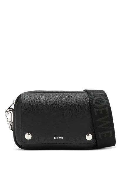 Мужская сумка-мессенджер Loewe из зернистой кожи, черная