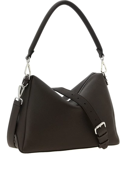 Кожаная сумка через плечо с логотипом FENDI FF brown