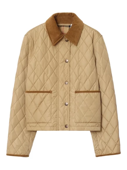 Женская укороченная стеганая куртка Burberry, бежевая