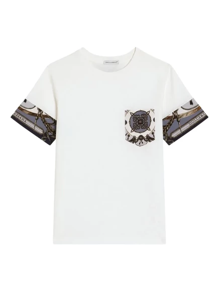 Детская футболка Dolce & Gabbana Kids с карманом, белая