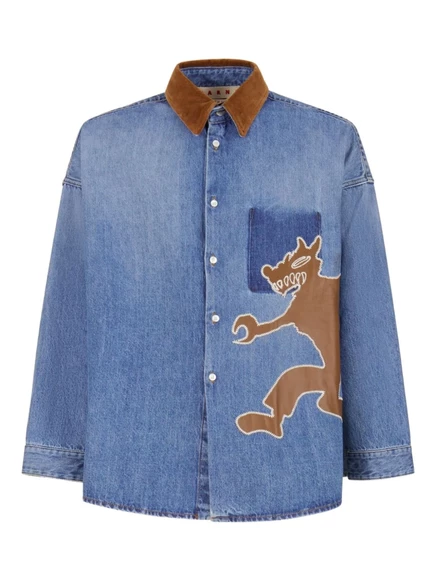 Джинсовая рубашка с нашивкой Marni x Slawn & Soldier wolf blue