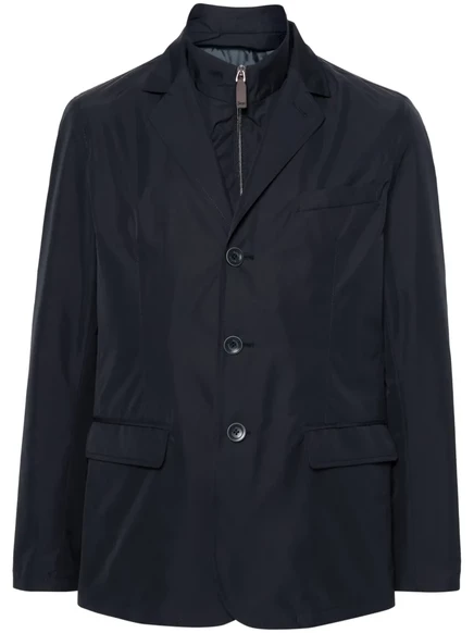 Многослойный однобортный блейзер Herno Byron blue