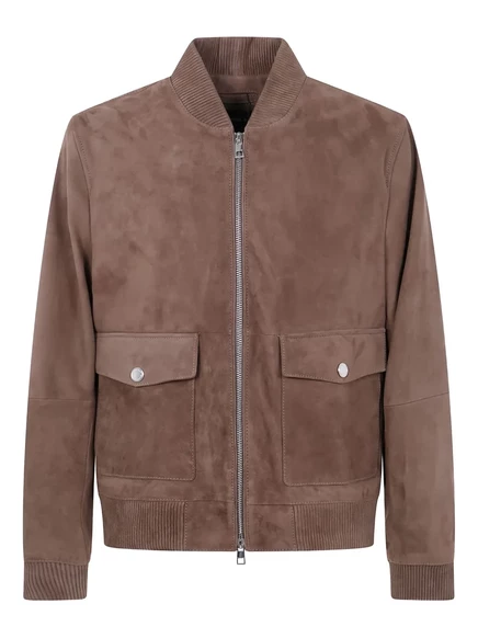 Замшевая куртка-бомбер Michael Kors с ребристыми манжетами brown