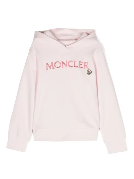 Хлопковая толстовка с вышитым логотипом Moncler Enfant pink