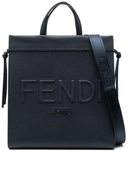 Мужская сумка-тоут Fendi Go To средняя кожаная, синяя