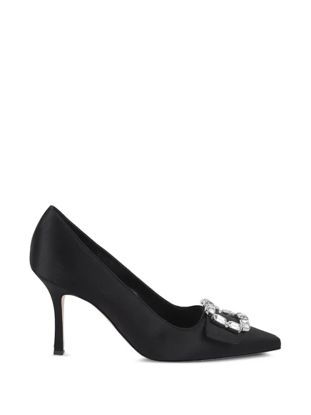 Женские туфли Manolo Blahnik Hangisi с кристальной пряжкой, черные