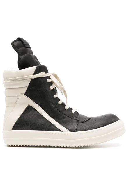 Кожаные кеды с высоким берцем Rick Owens Geobasket black
