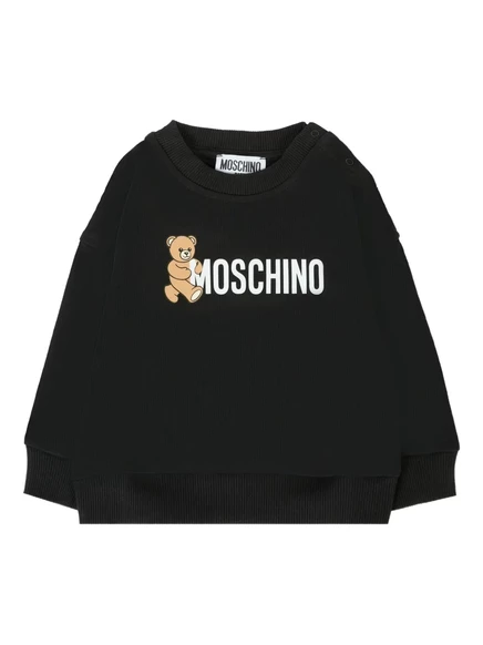 Хлопковая толстовка с логотипом Moschino Kids teddy bear black
