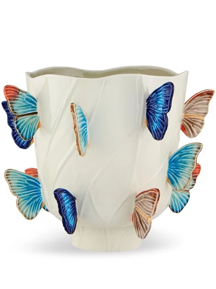 Ваза Bordallo Pinheiro Cloudy Butterflies 29,5 см, белая/многоцветная
