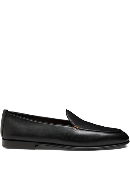 Мужские лоферы Santoni кожаные слипоны, черные