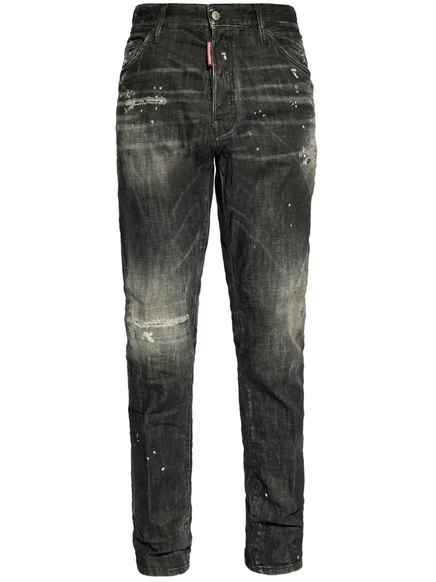 Мужские джинсы DSquared2 с потертостями, черные