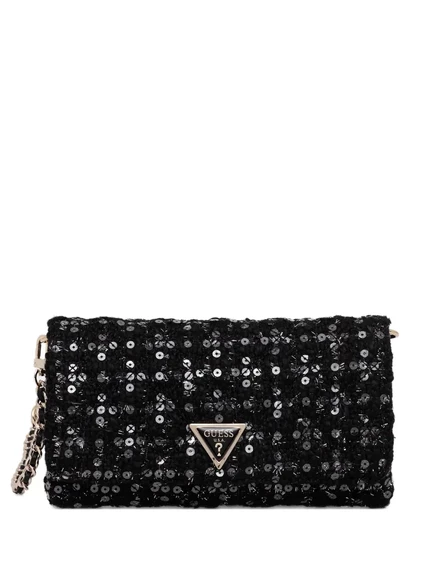 Женский клатч Guess Giully с пайетками и цепочкой, черный