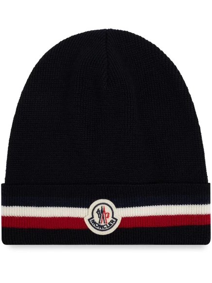 Мужская шапка Moncler с логотипом, синяя