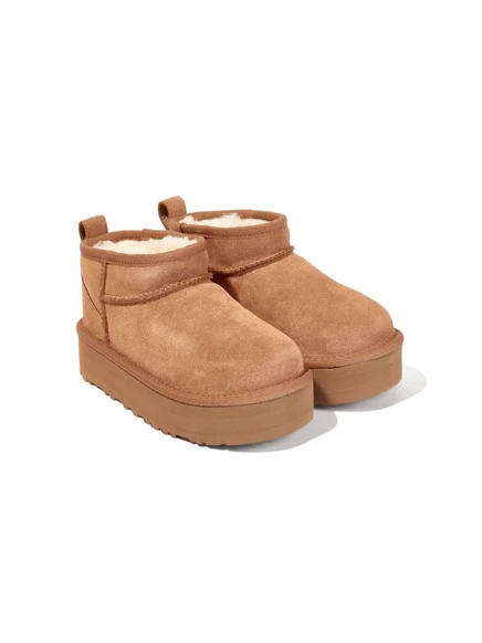 Классические замшевые сапоги UGG Kids на платформе Ultra Mini brown