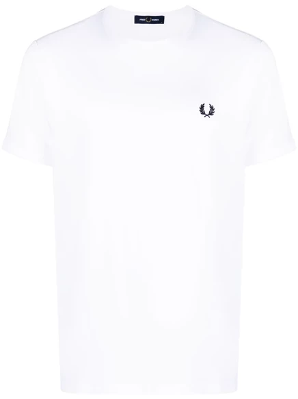 Мужская футболка Fred Perry из хлопка с вышитым логотипом, белая