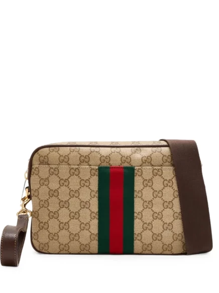 Мужская сумка через плечо Gucci с полосой Web, бежевая