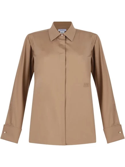 Женская рубашка Max Mara с вышитым логотипом, коричневая