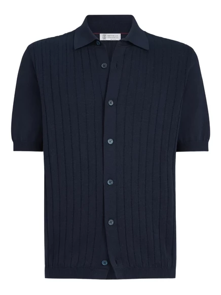 Мужская трикотажная рубашка Brunello Cucinelli, синяя